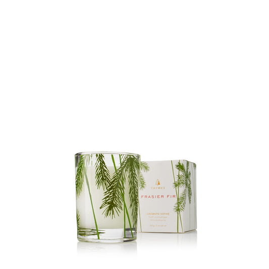 Thymes Frasier Fir Pine Needle Votive Candle - Scented Candle with Notes of Siberian Fir, Cedarwood, and Sandalwood - Holiday Candle with a Luxury Home Fragrance (2 oz)