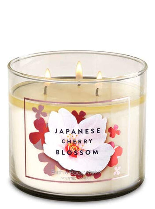 Bath and Body Works JAPANESE CHERRY BLOSSOM 3-Wick Candle 14.5 Ounce